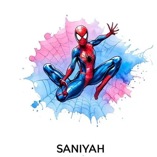 Spider-man Web Abstract Feminine With Name Saniyah