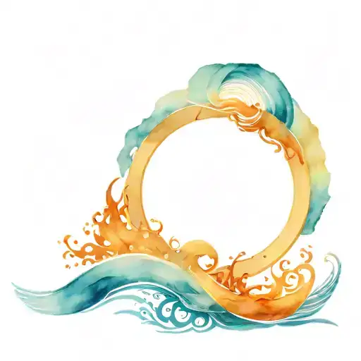 Enso Circle With Waves
