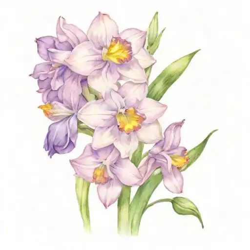 Dad Fingerprint Narcissus Sweet Pea Forget Me Not