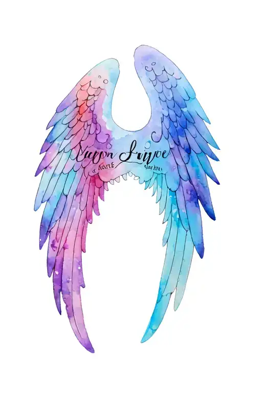 Angel Wings With Name Tattoo Sleeve
