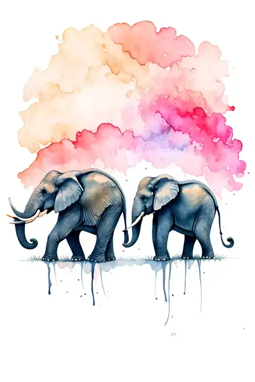 Elephant Family Following Each Other