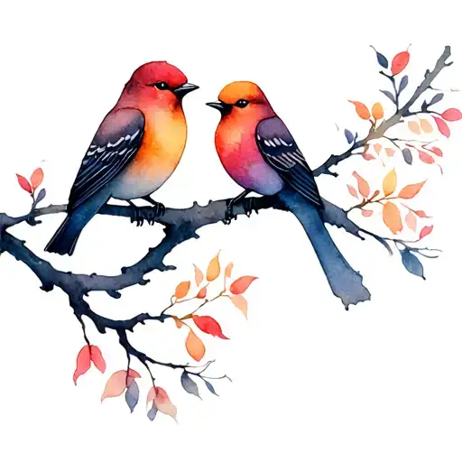 3 Birds On A Branch Tatoo Design