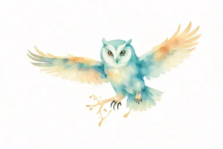 The Owl Flies With Its Wings Spread
