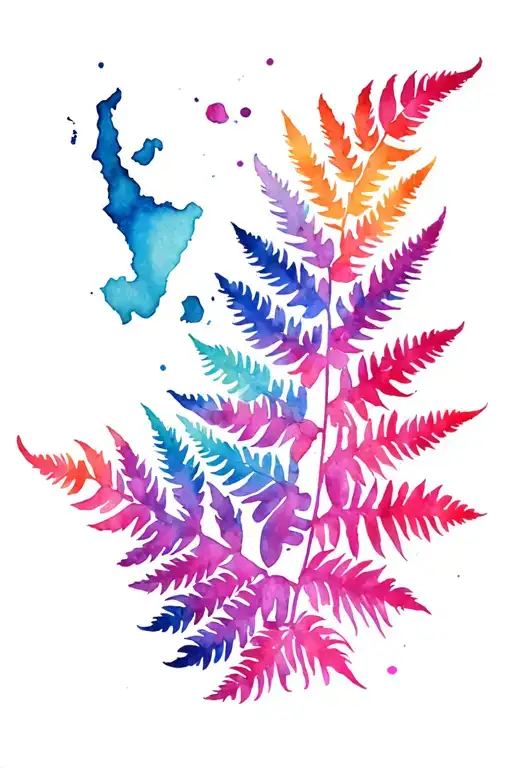 Maori Tribal Fern Leaf And New Zealand Island Outline