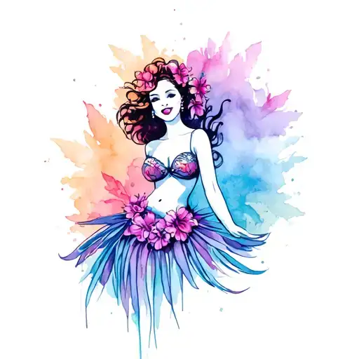 Pinup Girl Hula Girl