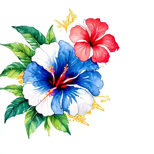 Panama Flag Hibiscus Flower Surrounded