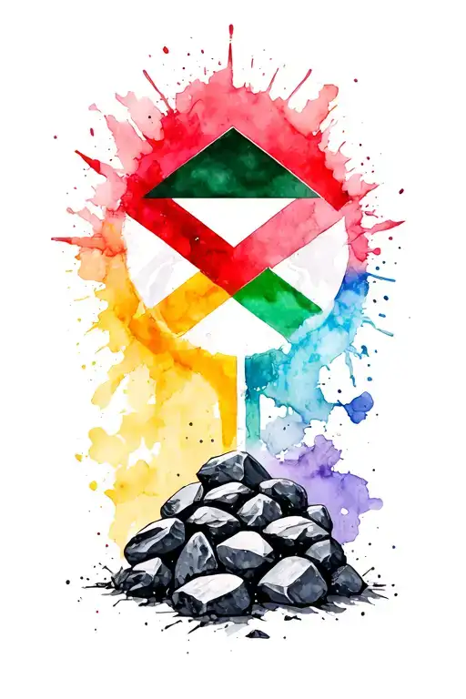 Palestine Symbol Incorporating Elements Of Resistance Inspired Rock Throwing