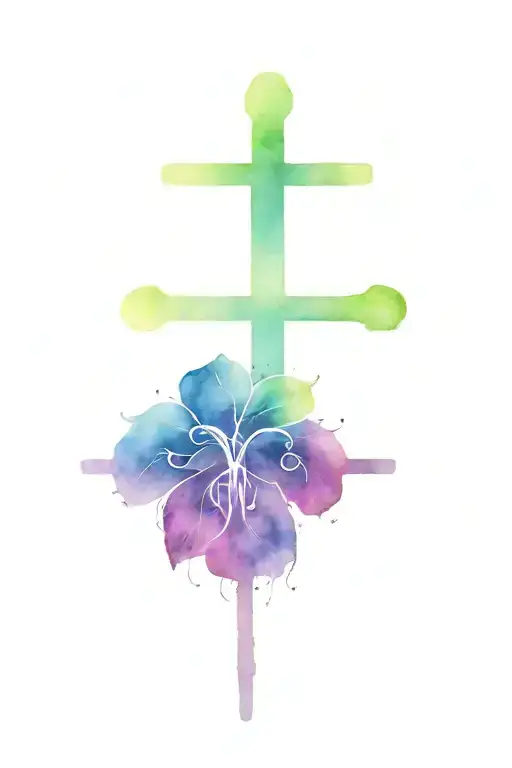 Unalome Aries Zodiac Sign Cross Tattoo Cosmic Scene