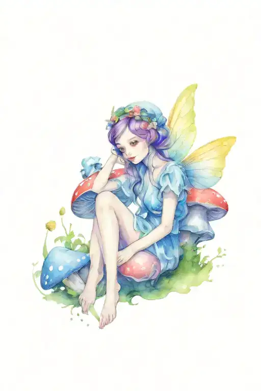 Fairy Lying On A Mushroom