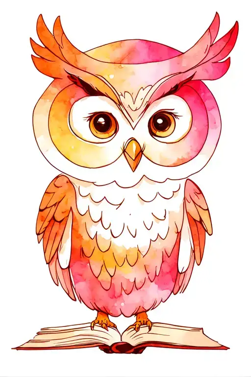 Owl And Book Open In Front