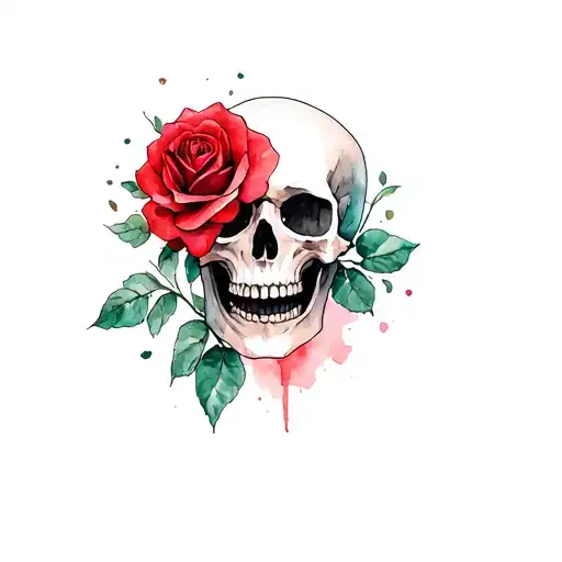 Skull And Red Roses