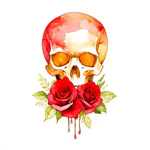 Skull With Red Roses