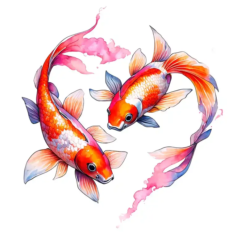 Breast Cancer Ribbon Shape Made Up With 2 Koi Fish