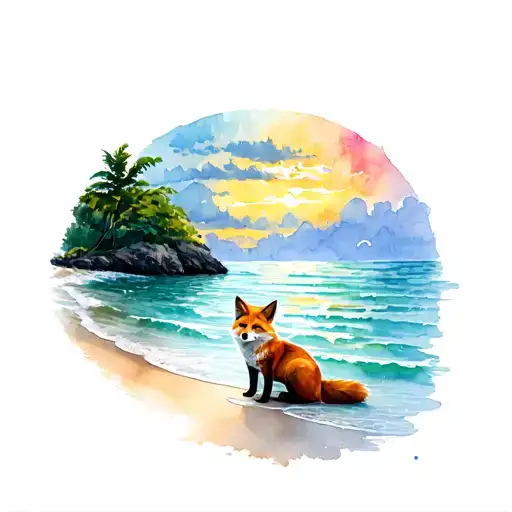 Beach With Water And Fox Scenery