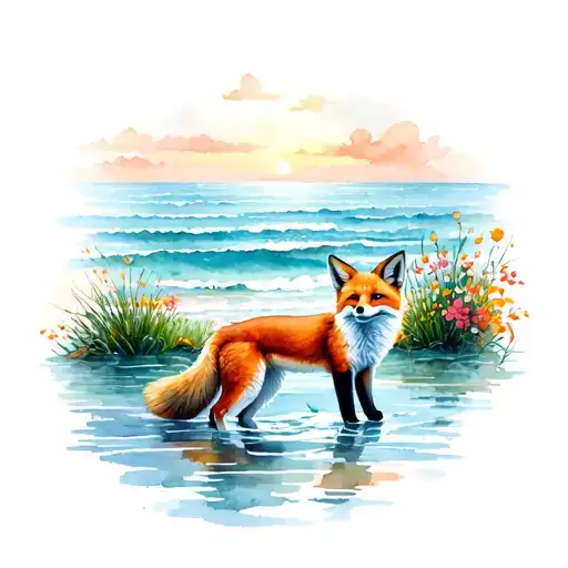 Beach With Water And Fox Scenery