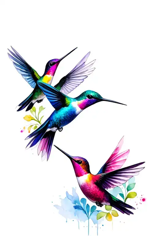 4 Hummingbirds Forming The Shape