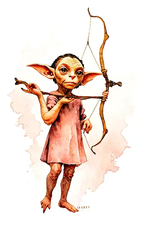 Dobby Elf Holding A Bow