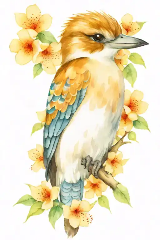 Kookaburra With Flowers