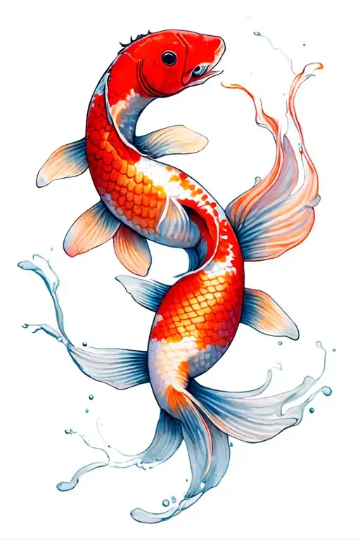 2 Koi Fish Swimming
