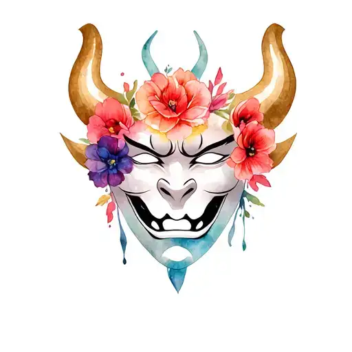 Oni Mask With Flowers