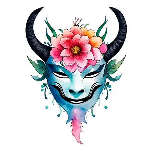 Oni Mask With Flowers