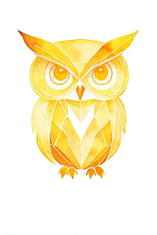Geometric Owl Sitting Black And Yellow