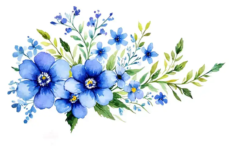 Birth Month Flower Bouquet May June Sept Oct And December With Forget Me Not Flowers