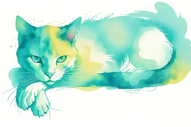 Cat Lying Arms Crossed