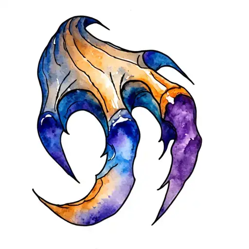 Tribal Bear Claw With Different Shades Of Blue And Purple Watercolor