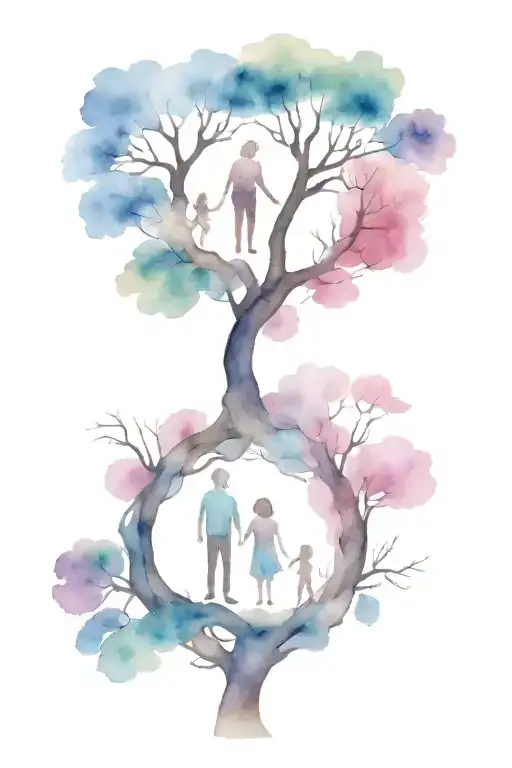 Family Tree Branch With Each Family Member