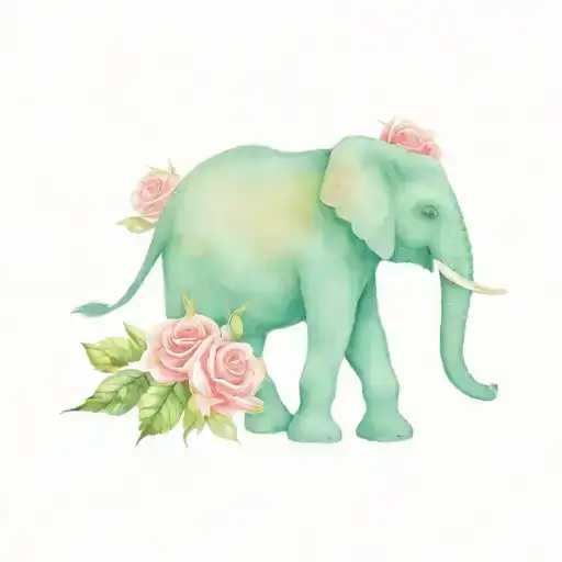 Elephant And Roses