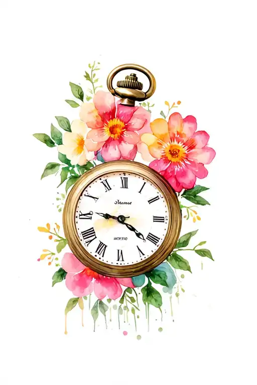 Pocket Watch With Flowers