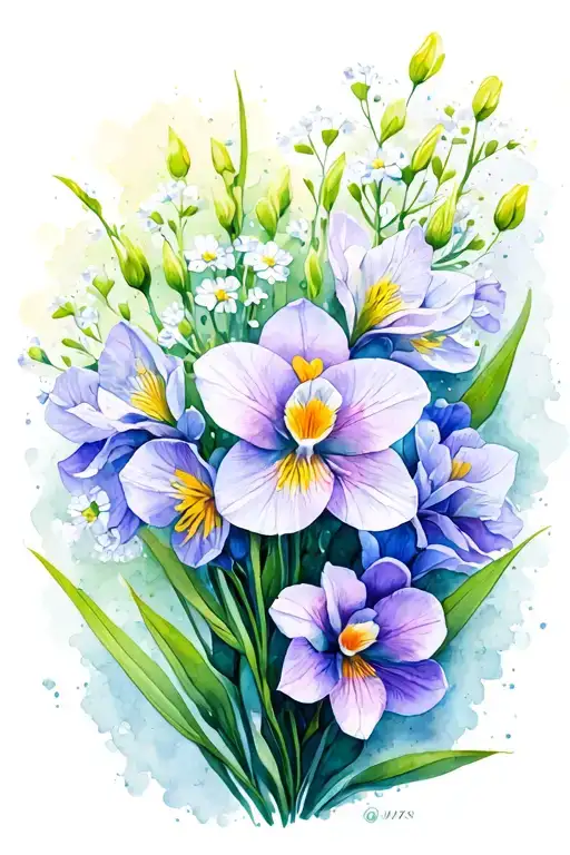 Heart Intertwined Freesia Baby Breath