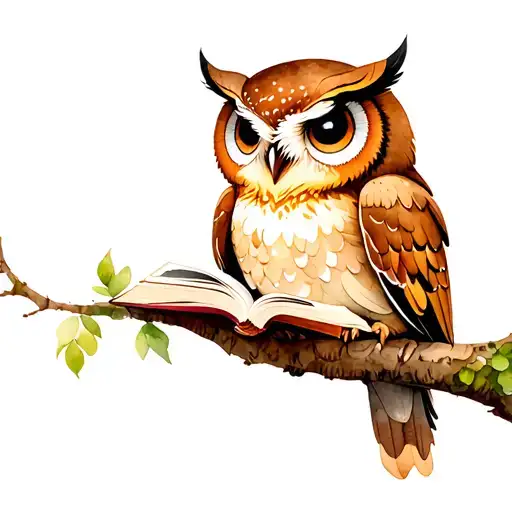 Cute Owl Reading A Book