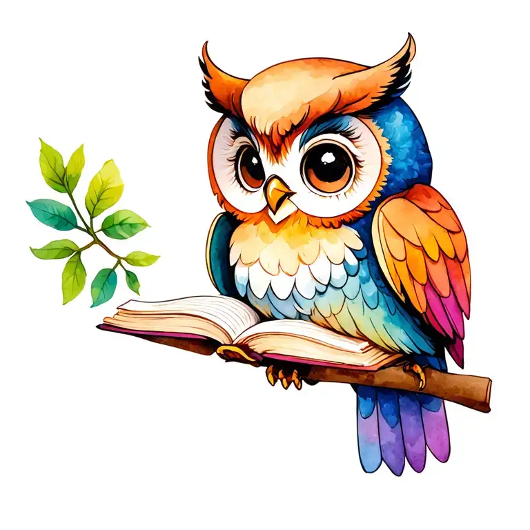 Super Cute Cartoonish Owl Reading A Book Pages
