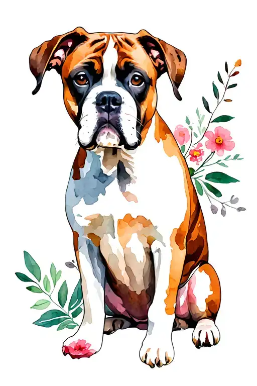 Brindle Boxer Floral Design