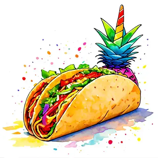 Rainbow Unicorn Wrapped Inside A Spicy Taco With A Side Of Sassy Pineapple