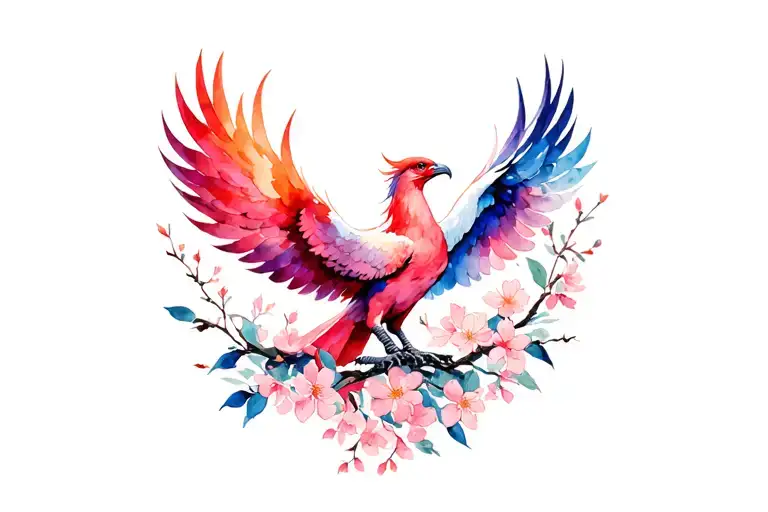Phoenix Rising With Cherry Blossoms Blooming