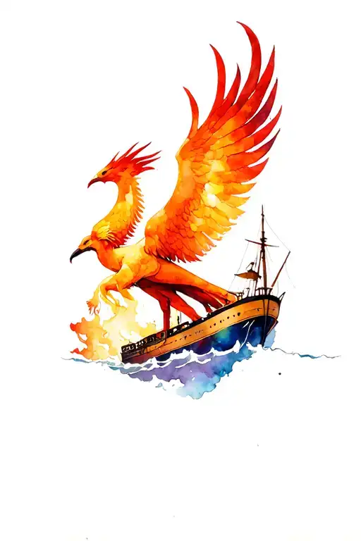 Phoenix Rising From Burning Ship