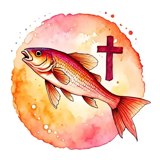 Fish Swimming With A Cross