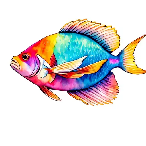 Angel Fish Swimming With A Cross Intertwined