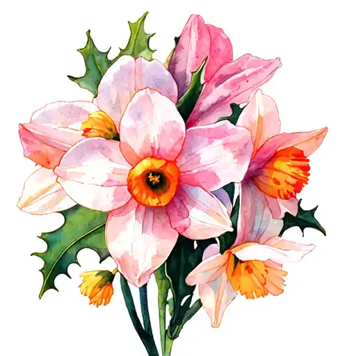 Narcissus And Holly Flower