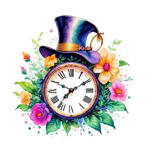 Alice In Wonderland Hat Clock Plant