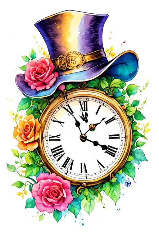 Alice In Wonderland Hat Clock Vines Knife