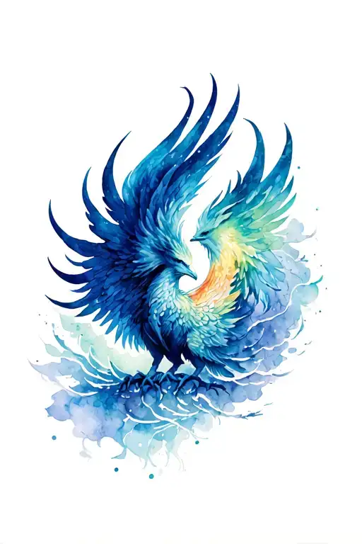 Phoenix Rising With An Aurora In Background