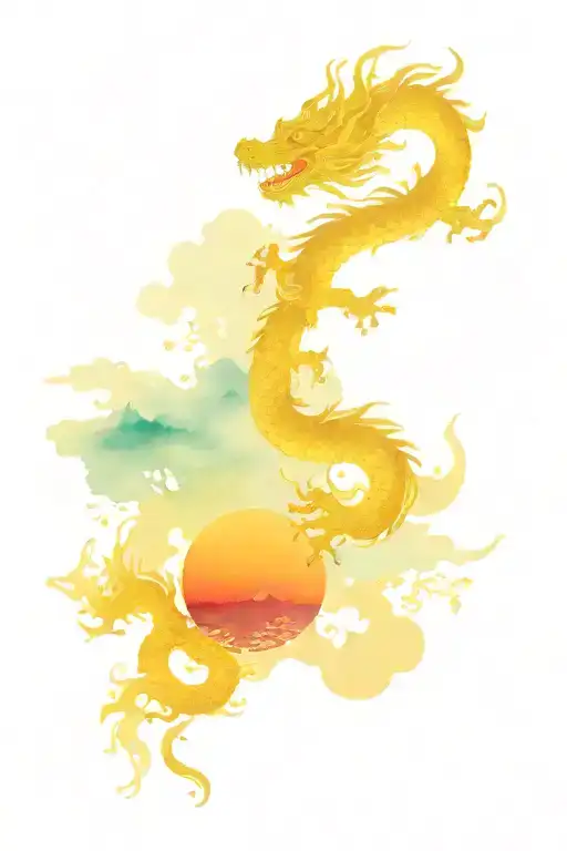 Japanese Landscapes With Japanese Dragon