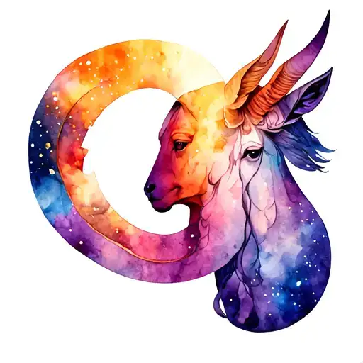 Capricorn And Aquarius Zodiac Sign Nebula Merging