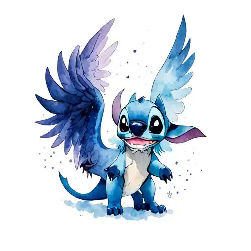 Stitch And Night Fury With Angel And Light Fury Wolf Saturn