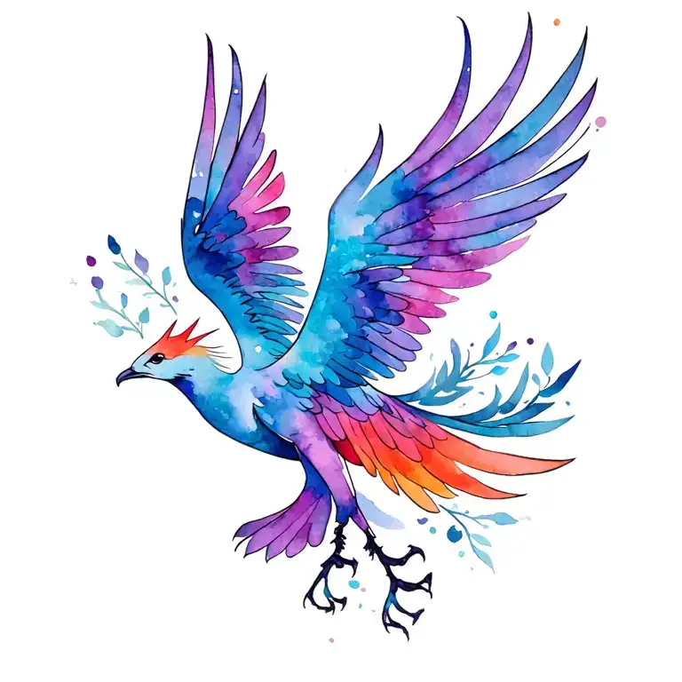 Phoenix Bird With Spread Wings Flying
