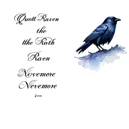 Quoth The Raven Nevermore Script With A Raven And Gothic Script